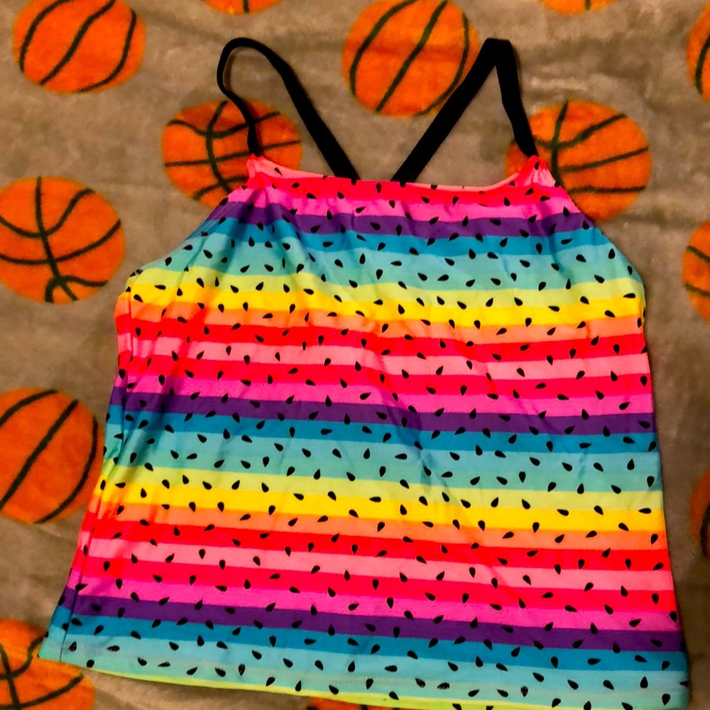 Rainbow striped tankini top size 18